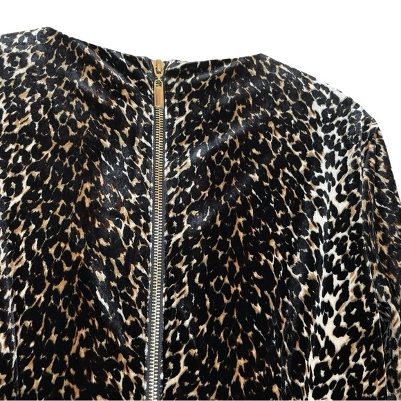 Vtg Cache Velvet Leopard Print Keyhole Stretch Cocktail Dress Brown Black Size 8 - Picture 4 of 6
